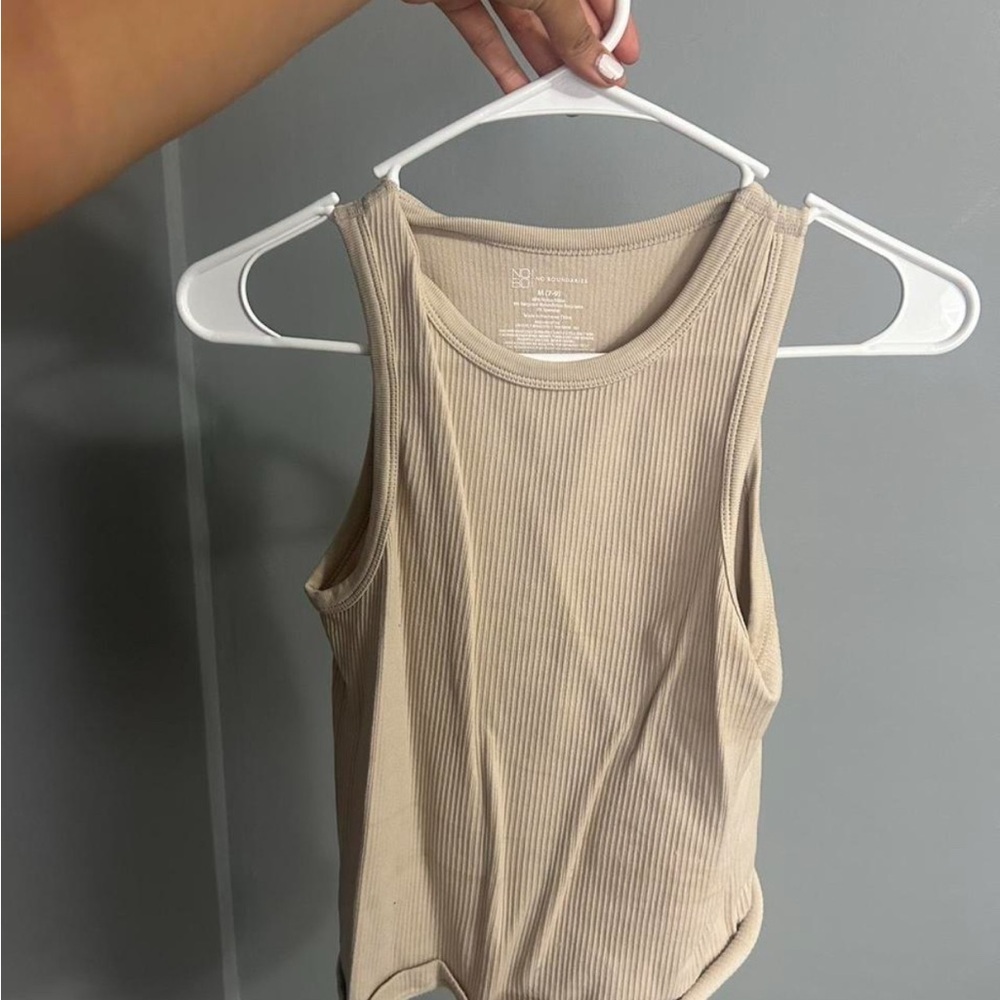 Sleeveless Ribbed Tan Top